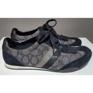 COACH Signature Outline Sneakers Canvas Black / Gray Women Shoes Sz 7.5B
